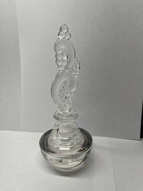 Clear Glass Decorative Perfume Bottle with Swirl grape cluster Stopper -